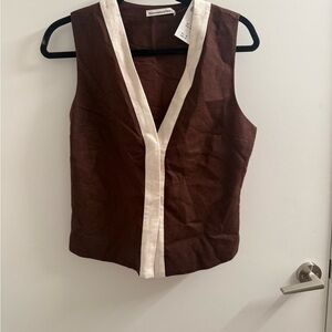 Abercrombie & Fitch Linen Blend Vest Top Brown NWT Size S